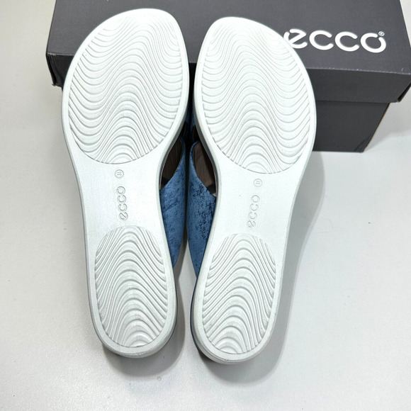 Ecco Touch Plateau Slide Leather Slip On Sandals Blue Women EU41/10-10.5 NWB - Picture 7 of 9